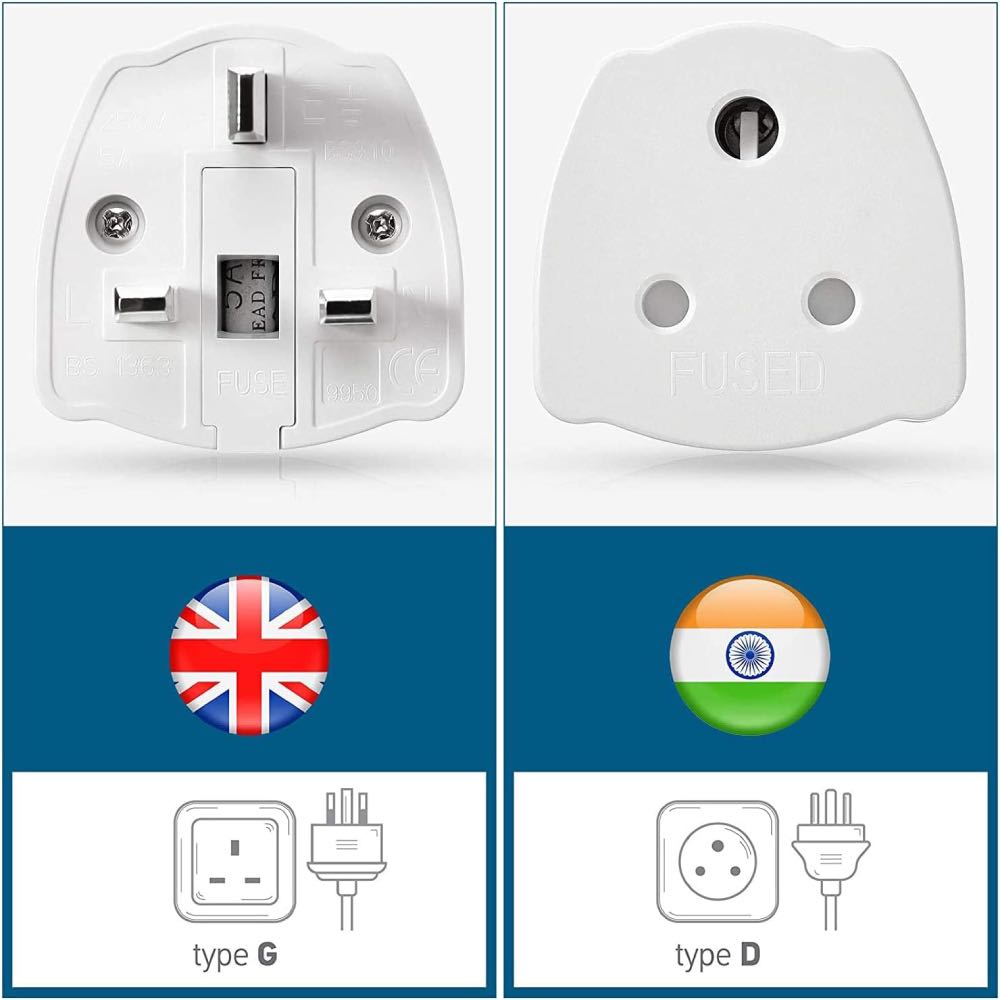 India to UK 13A Fused Travel Adaptor Converter