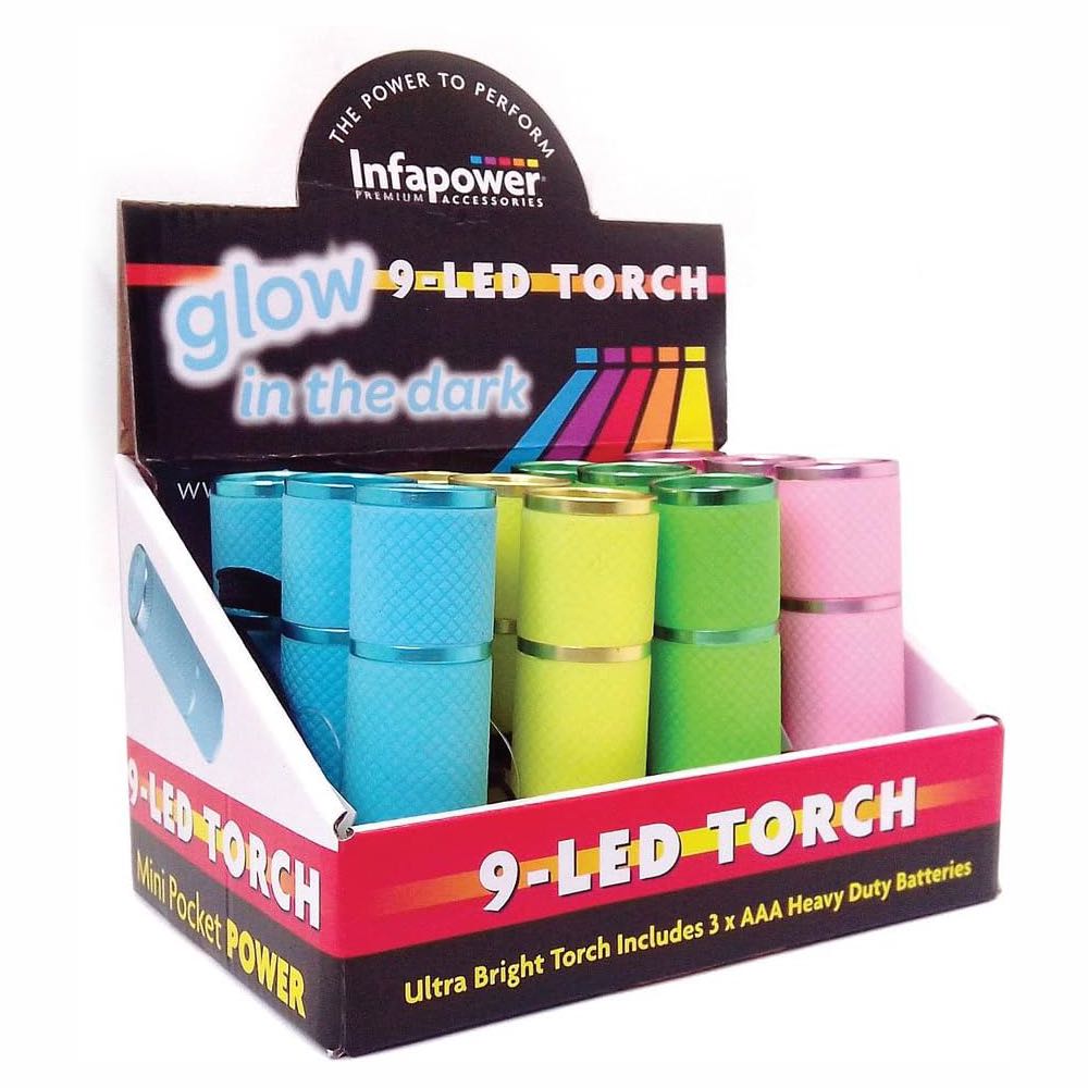 LED Ultra Bright Glow In The Dark Torches (12 Pack) Blue Yellow Green Pink