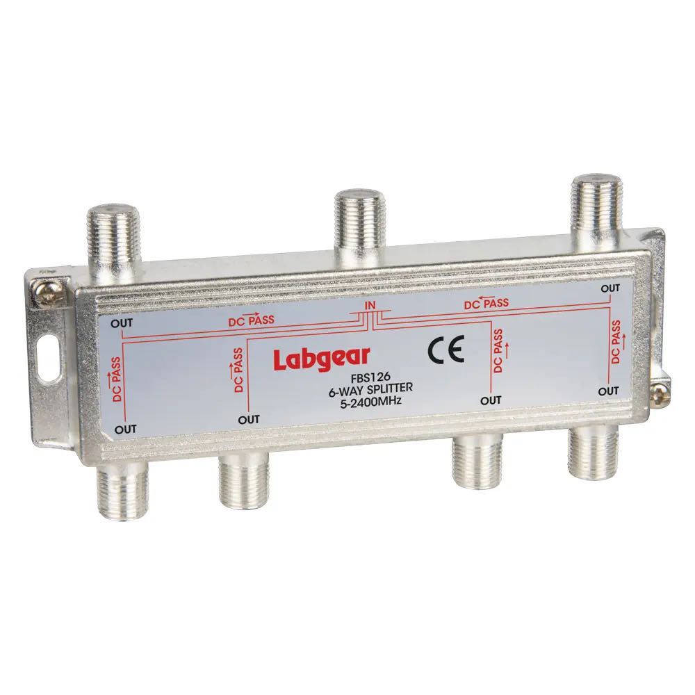 Labgear 6-Way Wideband RF Splitter – TV, Satellite, Sky & Broadband (5–2400MHz)