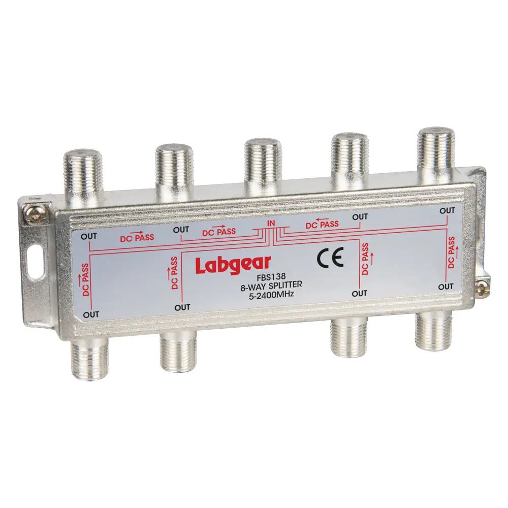 Labgear 8-Way Wideband RF Splitter – TV, Satellite, Sky & Broadband (5–2400MHz)
