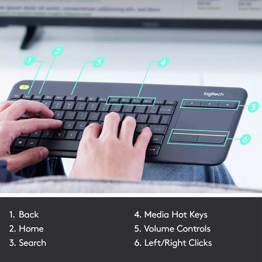 Logitech K400 Plus Wireless Touch Keyboard – All-in-One Media Control