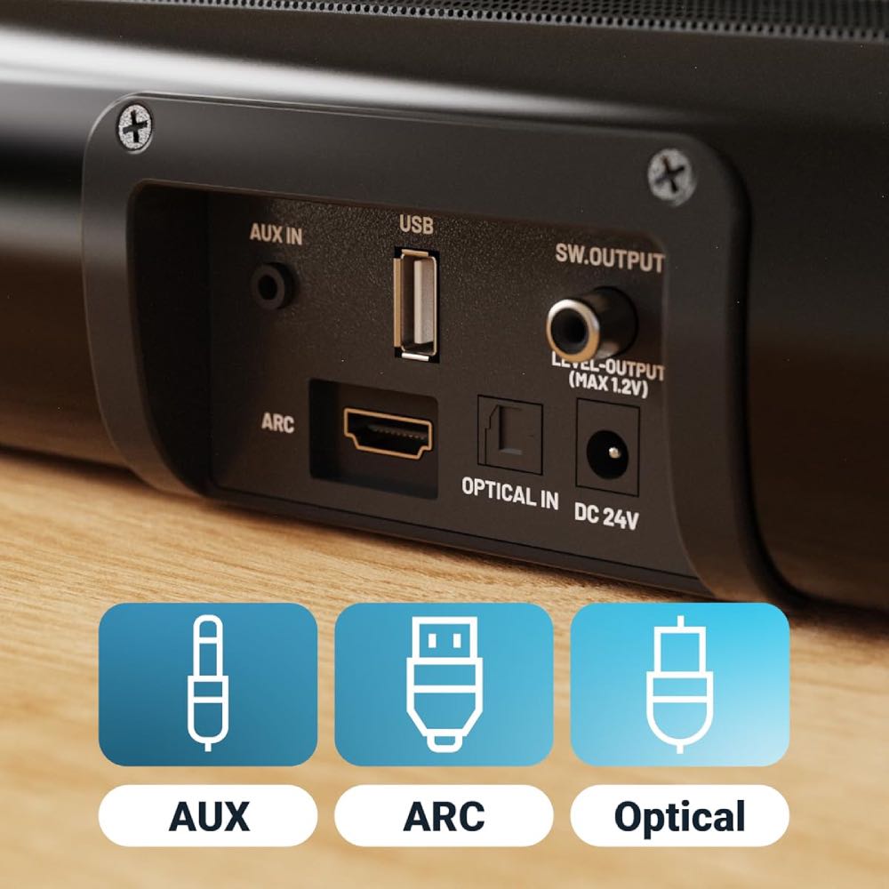 MAJORITY Naga 60 Bluetooth TV Soundbar with Built-In Subwoofer & HDMI ARC