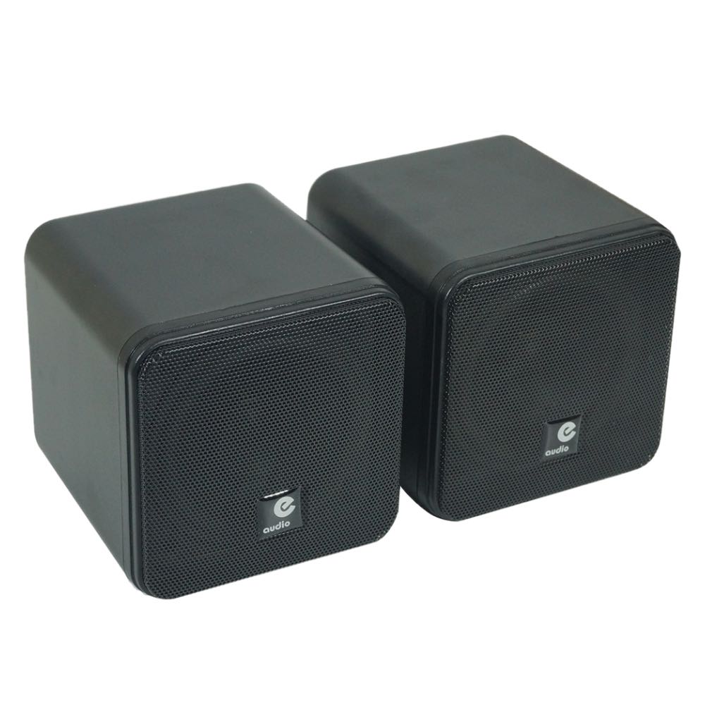 Mini Cube Surround Sound Bookshelf Box Speakers Black