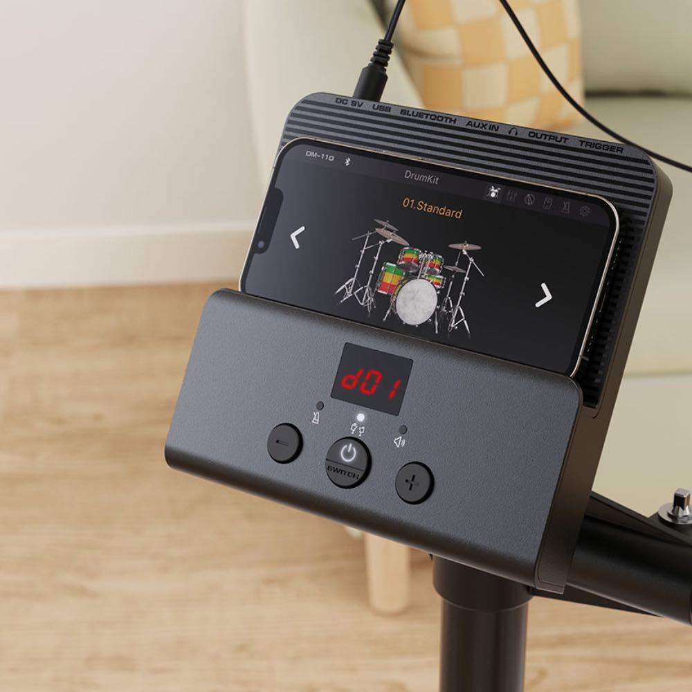 NUX DM-110 Digital Drum Kit with Mesh Heads, USB Interface & Bluetooth Editing