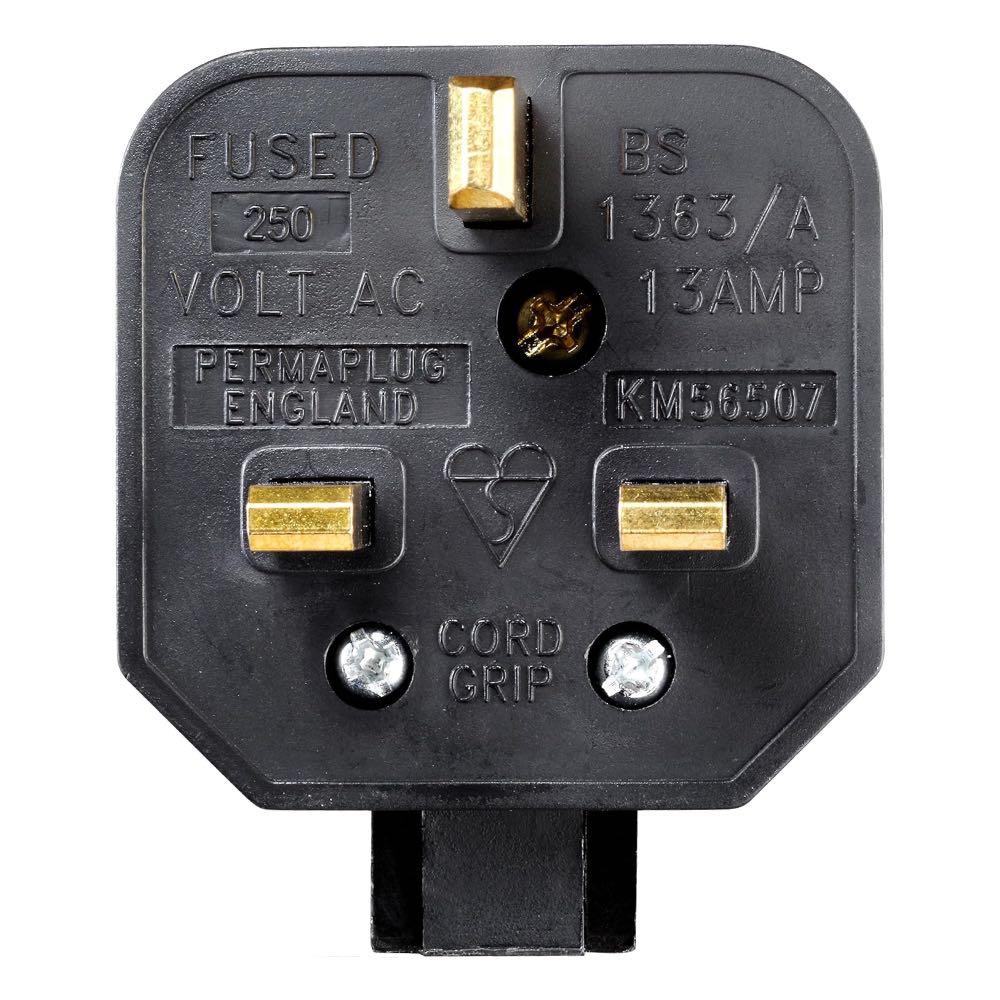 Permaplug 13A rubber plug black heavy-duty electrical accessory UK