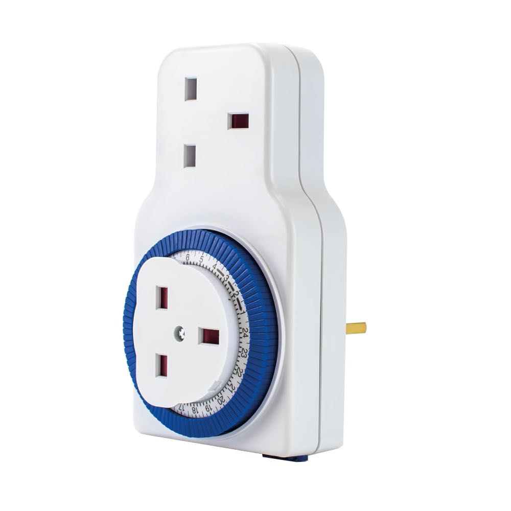 Plug-In 24 Hour Mechanical Timer Switch with Dual 13A Sockets