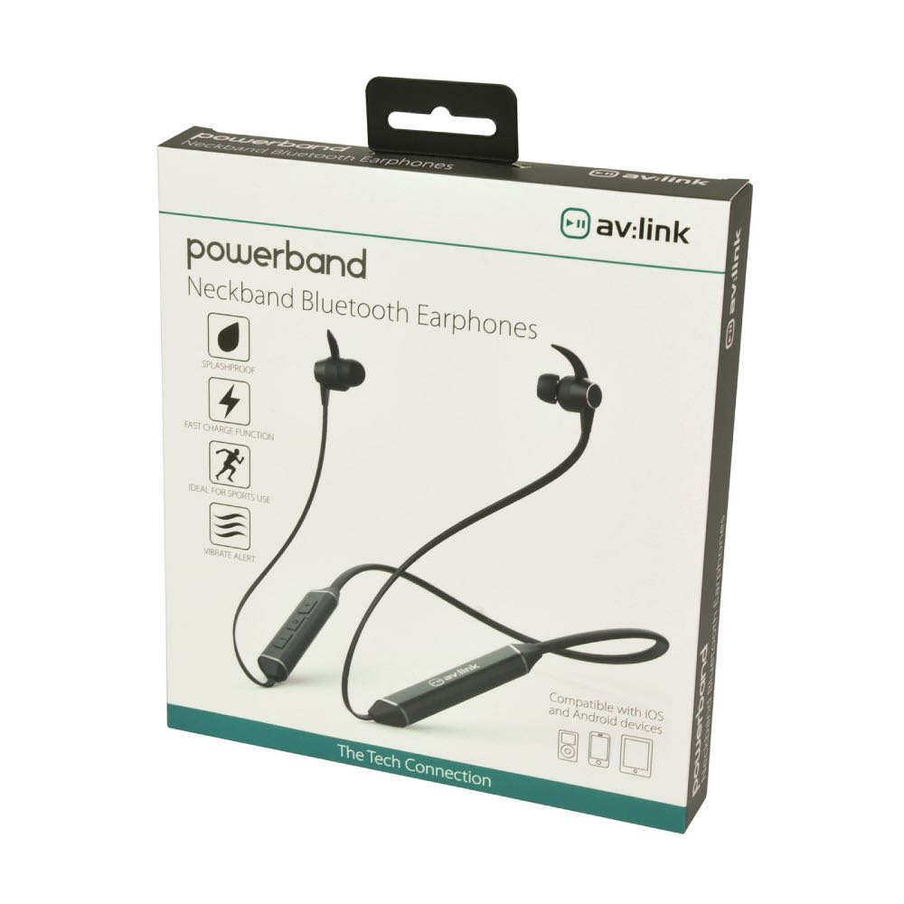 PowerBand Neckband Bluetooth Earphones with Fast Charge & Vibration Alert
