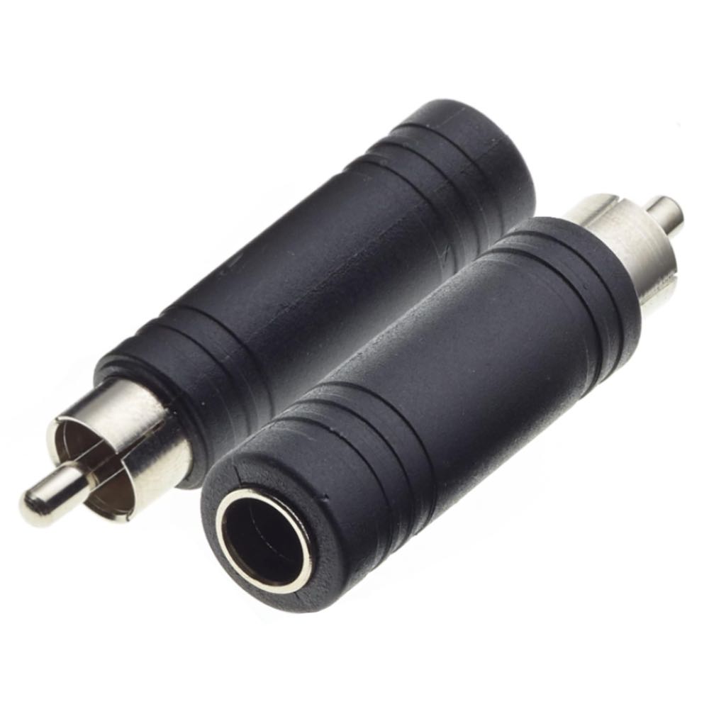 RCA Phono Plug to 6.35mm 1/4" Mono Jack Socket Audio Adaptor – Pair
