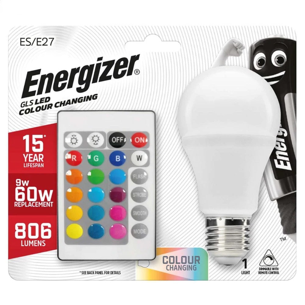 Energizer RGB LED Colour Changing Light Bulb with Remote Control – E27 / B22 / GU10