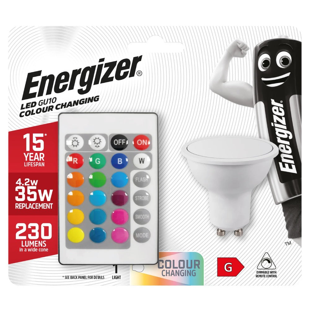 Energizer RGB LED Colour Changing Light Bulb with Remote Control – E27 / B22 / GU10