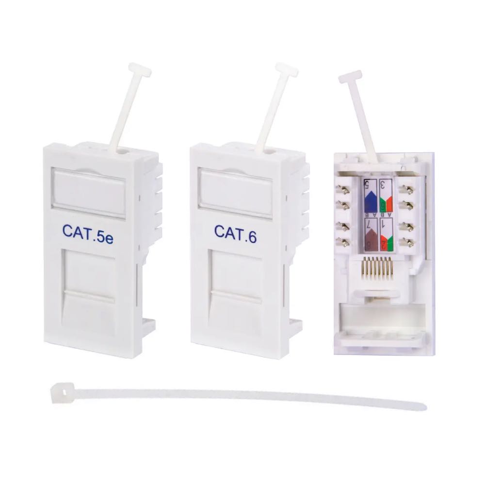 RJ45 Ethernet Network Module for Modular AV Wall Plates (Cat5e / Cat6 Compatible)