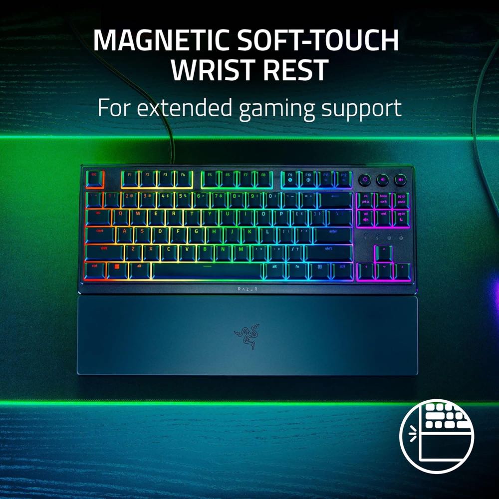 Razer Ornata V3 TKL RGB USB Gaming Keyboard with Wrist Support (Low-Profile UK Layout)