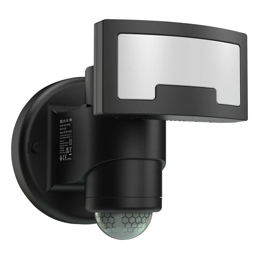 Robotic LED Flood Light with Motion Sensor in Black – Auto-Tracking Outdoor PIR Security Light