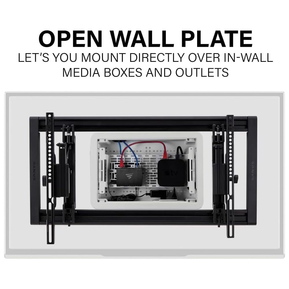 Large TV Wall Bracket with Open Wall Plate Design for Media Boxes & Power Outlets
