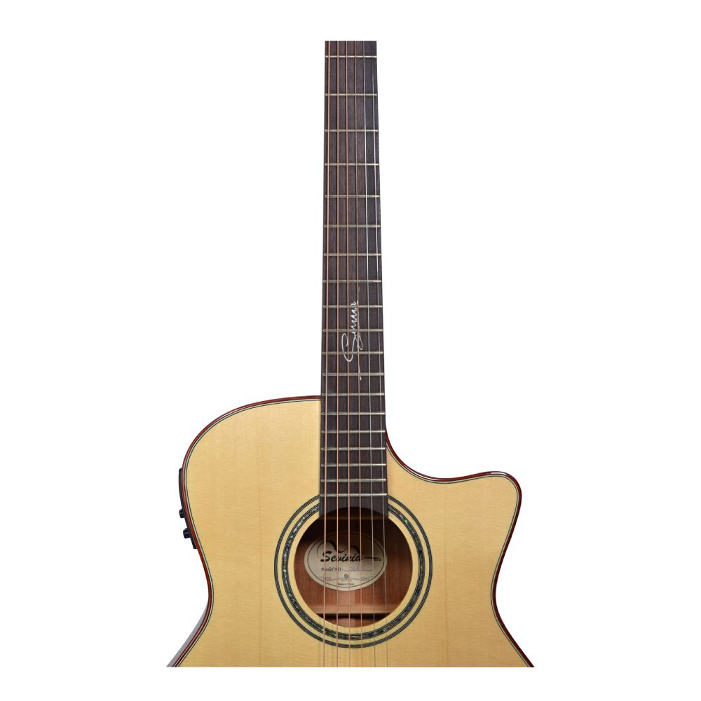 Sevinia Signature Series Grand Auditorium Electro-Acoustic Guitar – All-Solid Wood + Bag & Strap