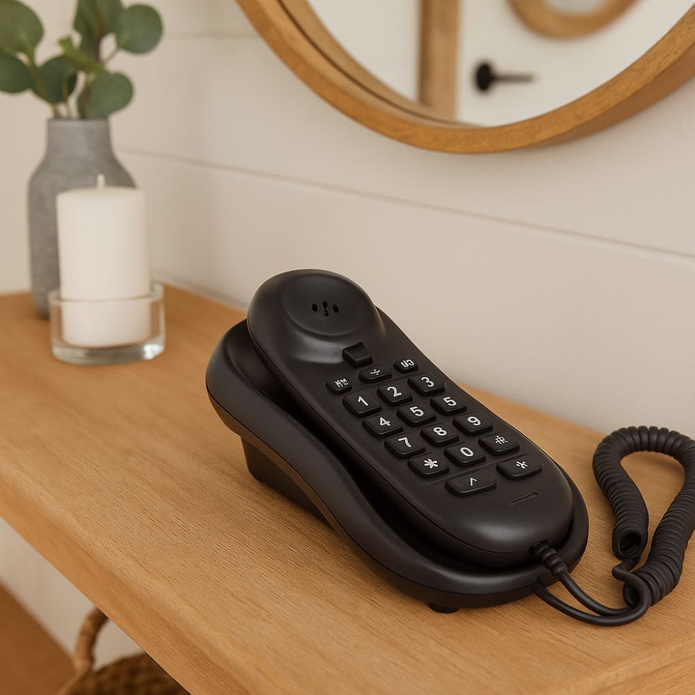 Stylish Slimline 2-Piece Corded Telephone Set Available in Black or White