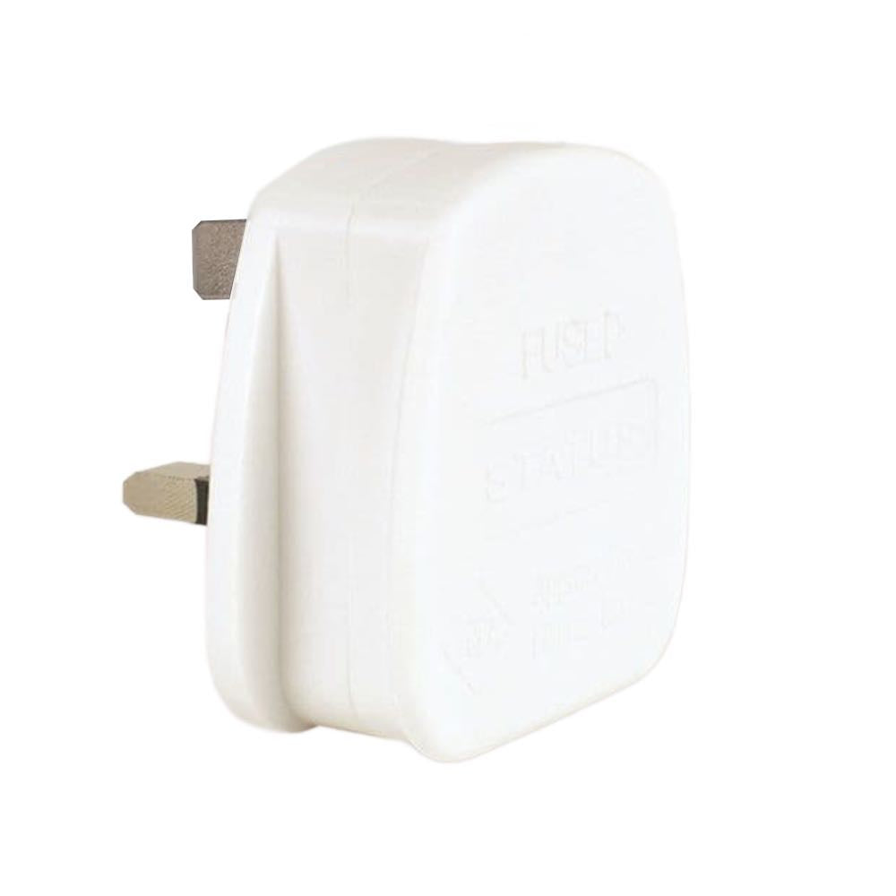 Status 13a 3 pin uk mains plug white
