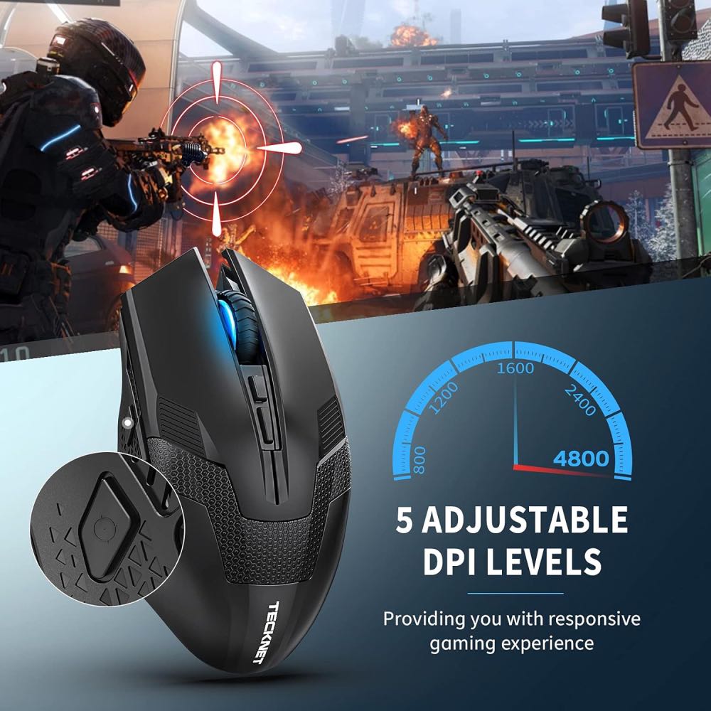 TECKNET Raptor Prime 8-Button Wireless 2.4GHz Optical Gaming Mouse