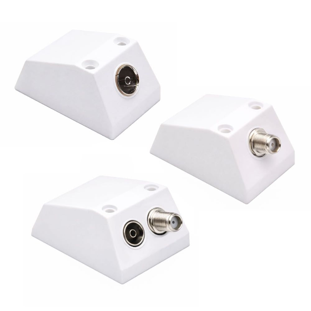 TV & Satellite Aerial Surface Mount Coaxial IEC & F-Type Wall Socket