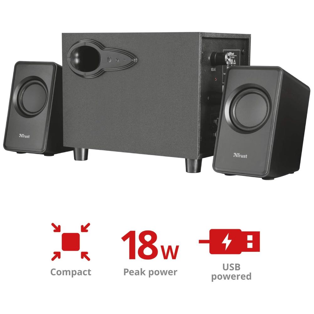 Trust Avora USB 2.1 Mini Desktop Speaker System with Subwoofer – Black