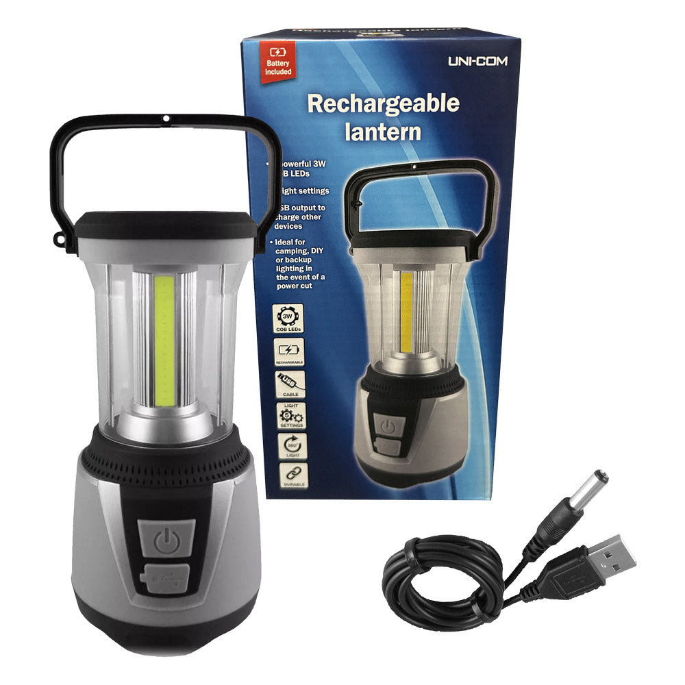 UNI-COM Rechargeable Lantern with COB Lights and USB Cable