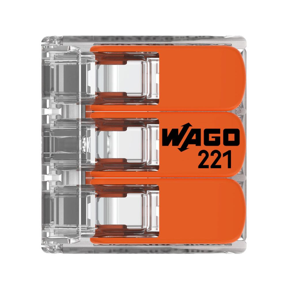 WAGO 221-413 3-Way Lever Wire Connector Transparent – Multi Pack Options