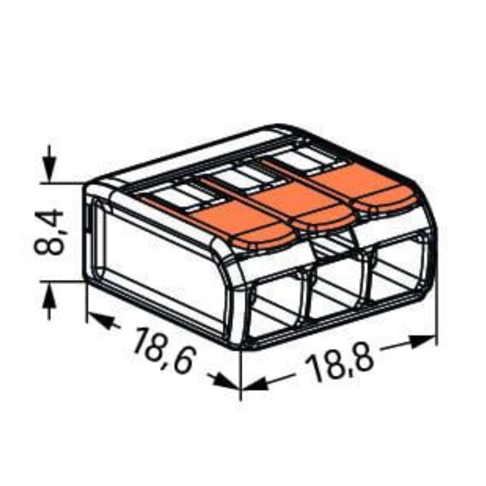 WAGO 221-413 3-Way Lever Wire Connector Transparent – Multi Pack Options