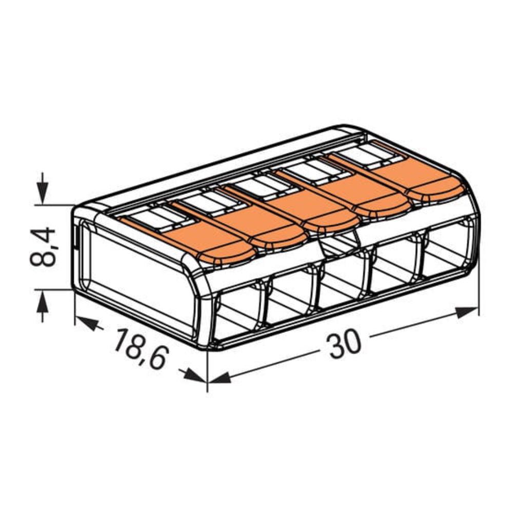 WAGO 221-415 5-Way Lever Wire Connector Transparent – Multi Pack Options