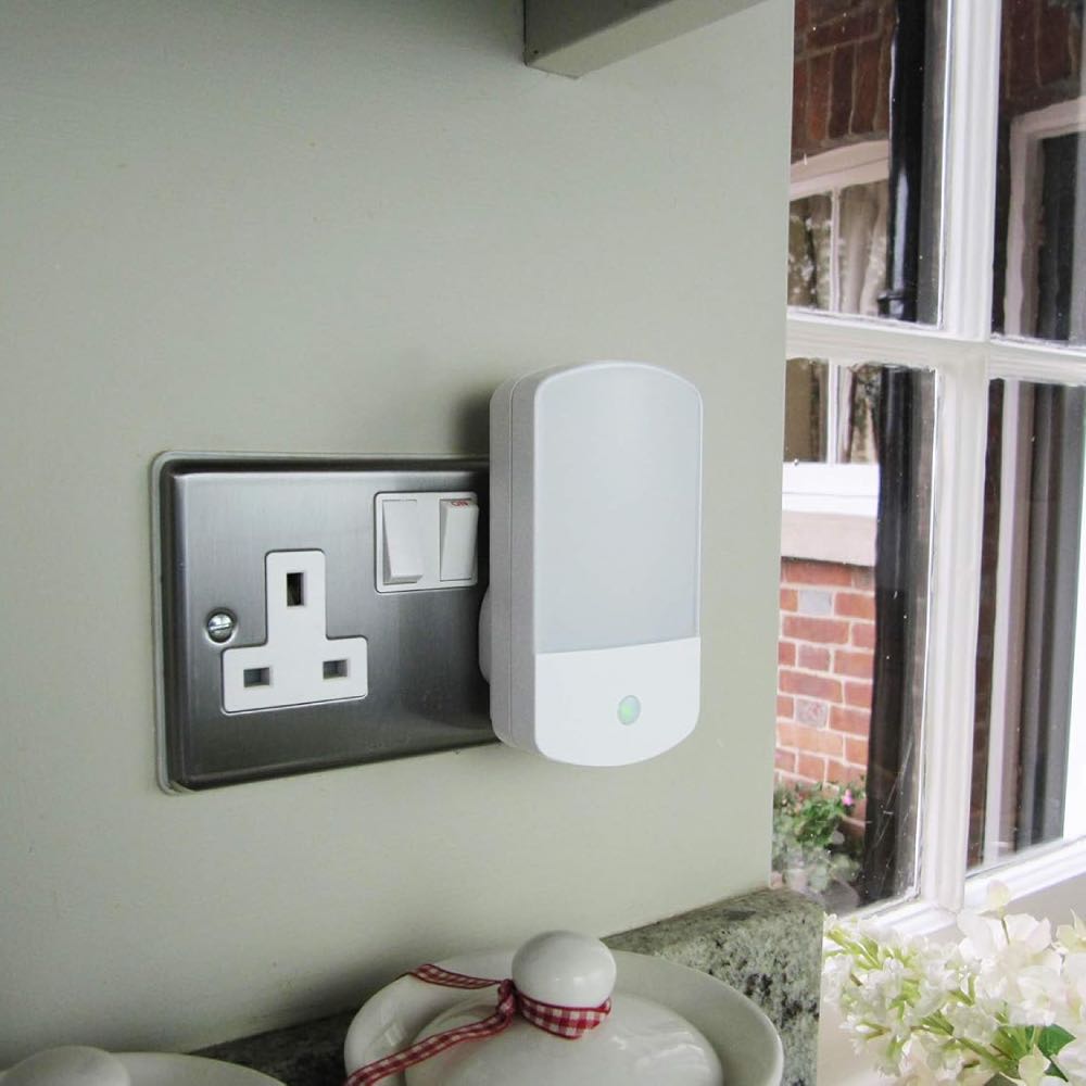 Cordless Wireless Plugin White and Blue LED Door Bell with Night Light