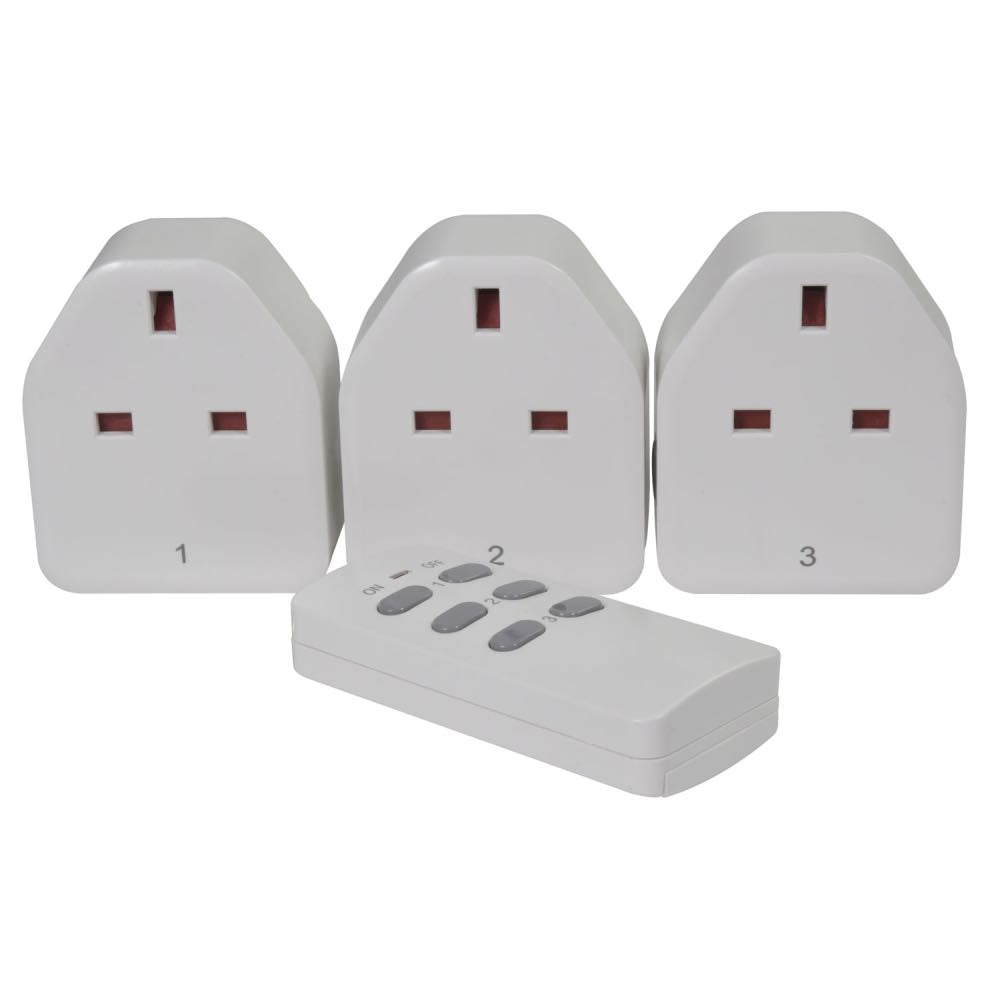 Wireless Remote Control Programmable Self-Learning 13A Socket Set – 3 Pack