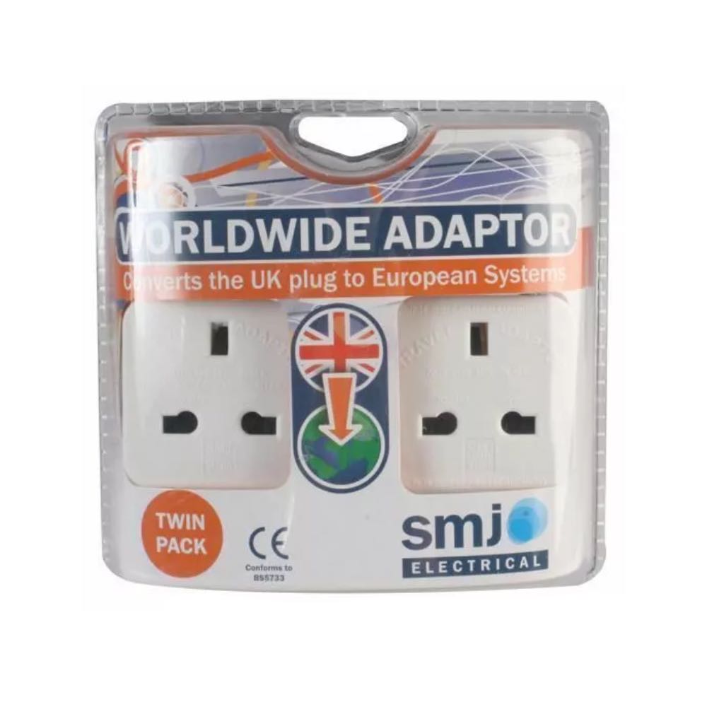 Worldwide Travel Adaptor Twin Pack – EU/USA/AUS to UK Plug