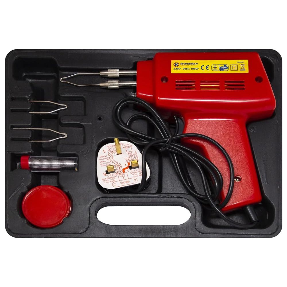 100W Electric Soldering Gun Kit with Tips, Solder, Flux & Storage Case