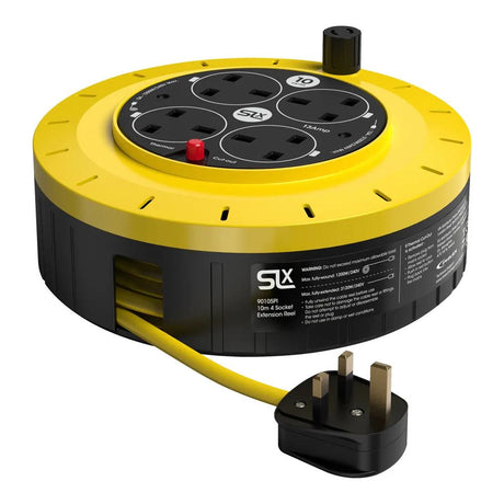 10m Extension Cable Reel – 4 x 13A Sockets – Various Lengths Available SLx Yellow