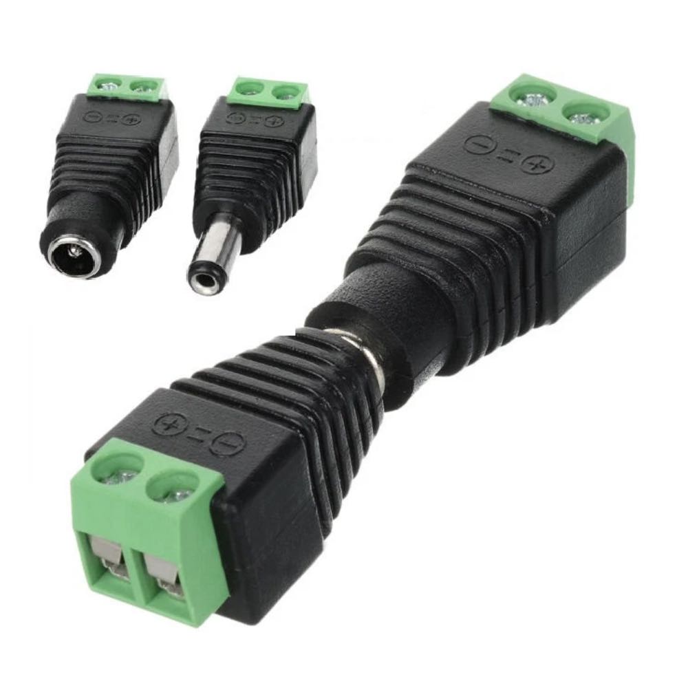 12V DC 2.1mm x 5.5mm Male & Female Power Connector Plug Set