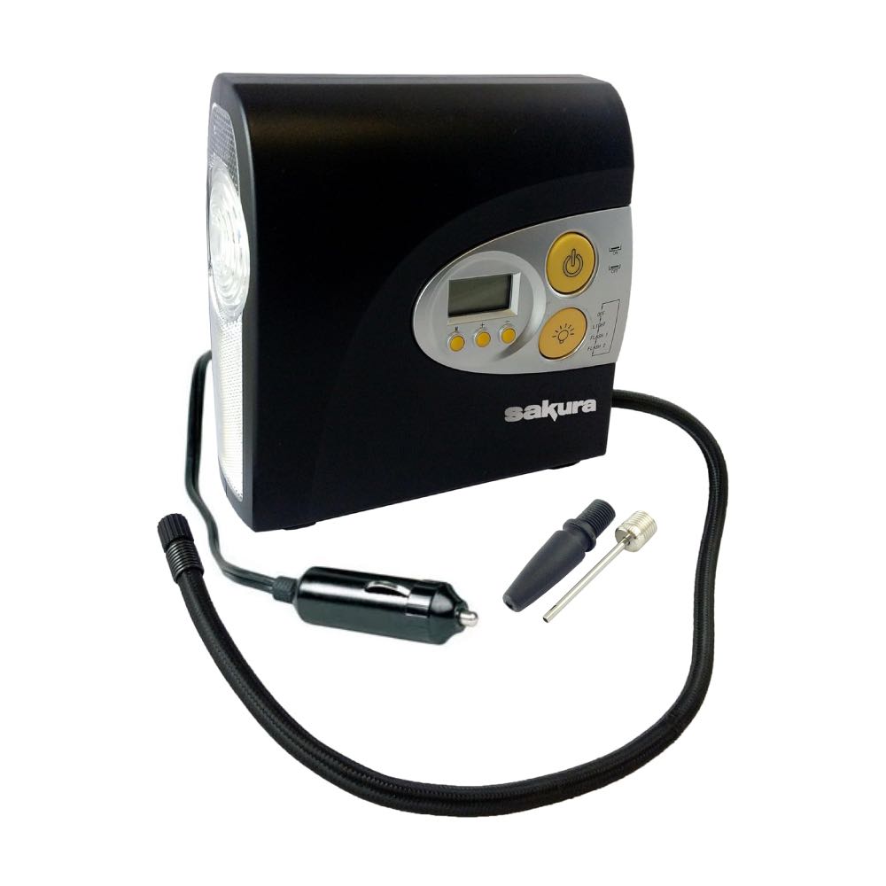 12V Digital Tyre Inflator Air Compressor with Auto Shut-Off & LED Light