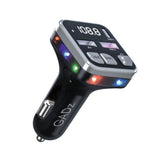 12V FM Bluetooth LED Car Transmitter with USB-A & USB-C Fast Charging