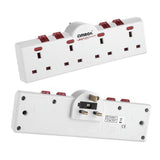 13A 4-Way Low Profile Plug-In Switched Socket Adapter with Surge Protection & Individual Switches
