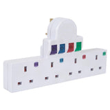 13A 4-Way Plug-In Socket Adapter with Surge Protection, Individual Neon Switches & 3000W Load