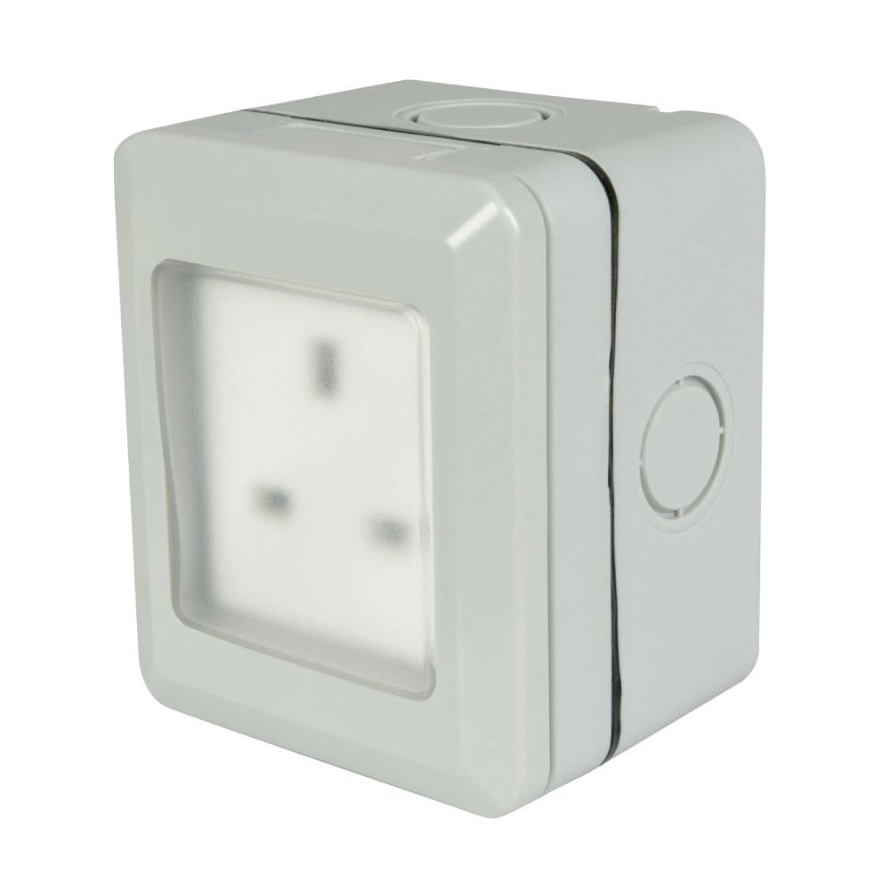 13A Outdoor Garden IP55 Weatherproof 2-Gang Double Unswitched Wall Socket