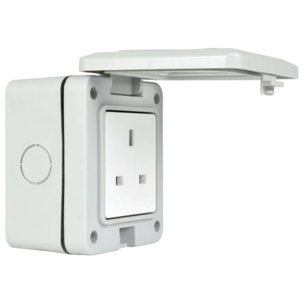 13A Outdoor Garden IP55 Weatherproof 2-Gang Double Unswitched Wall Socket