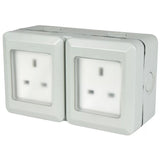 13A Outdoor Garden IP55 Weatherproof 2-Gang Double Unswitched Wall Socket