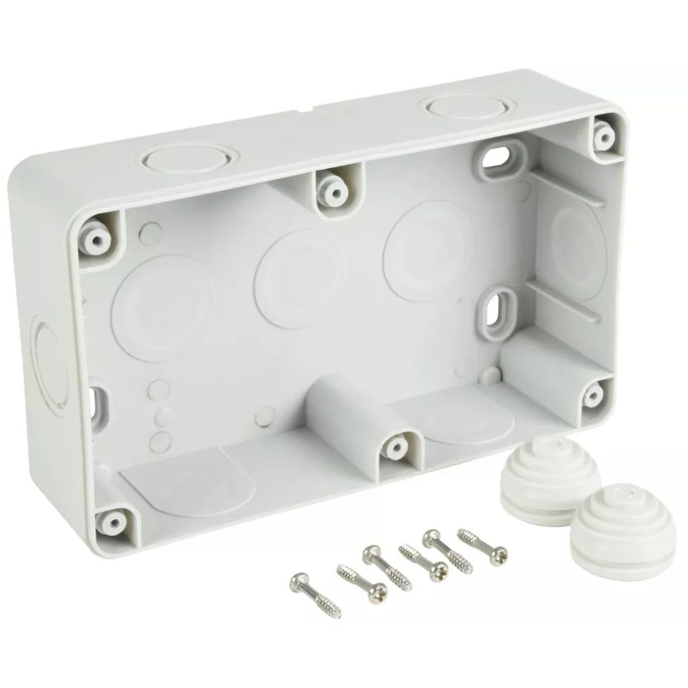 13A Outdoor Garden IP55 Weatherproof 2-Gang Double Unswitched Wall Socket