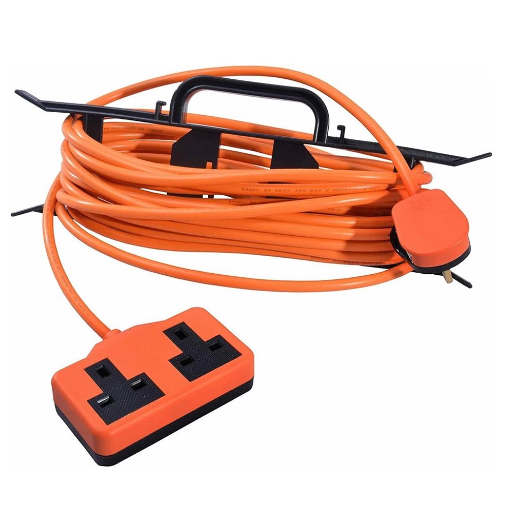 13A Outdoor High-Vis Orange 1-Gang Trailing Socket on H-Frame – Various Lengths