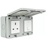 13A Outdoor IP55 Weatherproof 1-Gang Switch & Socket