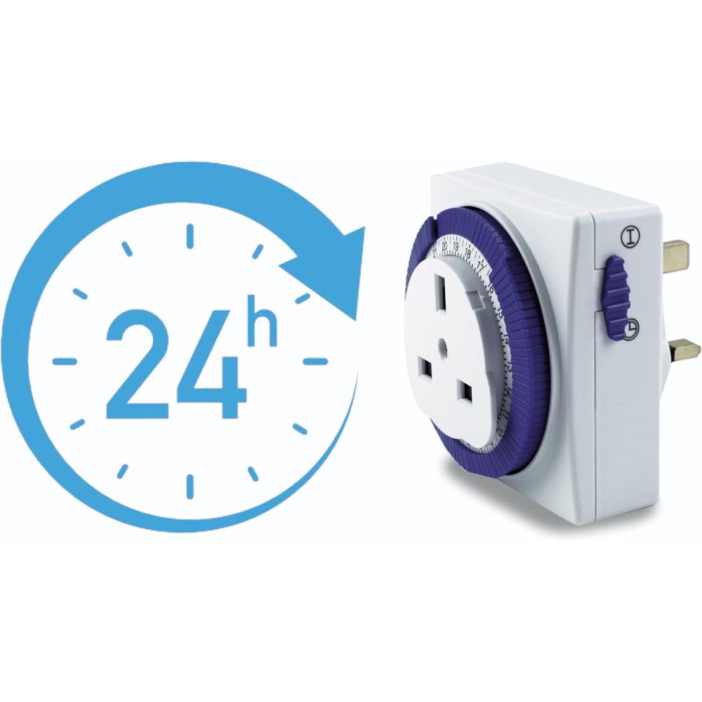 13A Plug-In 24 Hour Mechanical Segment Timer Switch (Multi-Pack Options)
