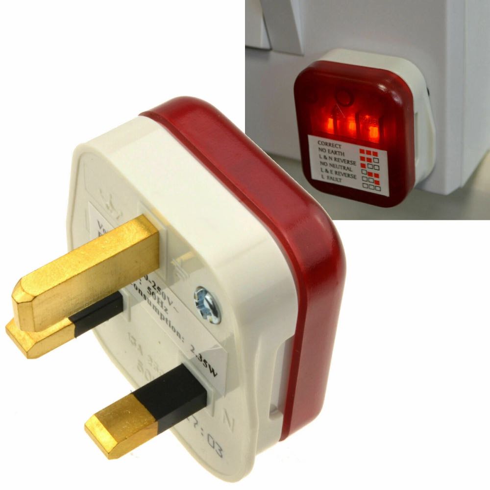 13A Plug-In Mains Socket Tester – Earth, Polarity & Safety Checker