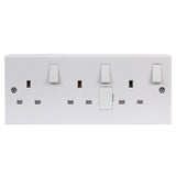 13A Single Socket to Triple Switched Socket Converter with Backbox (3-Gang)