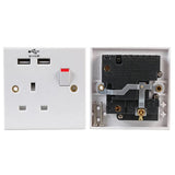 13A Switched Wall Socket with Dual USB Charging Ports (1-Gang / 2-Gang)