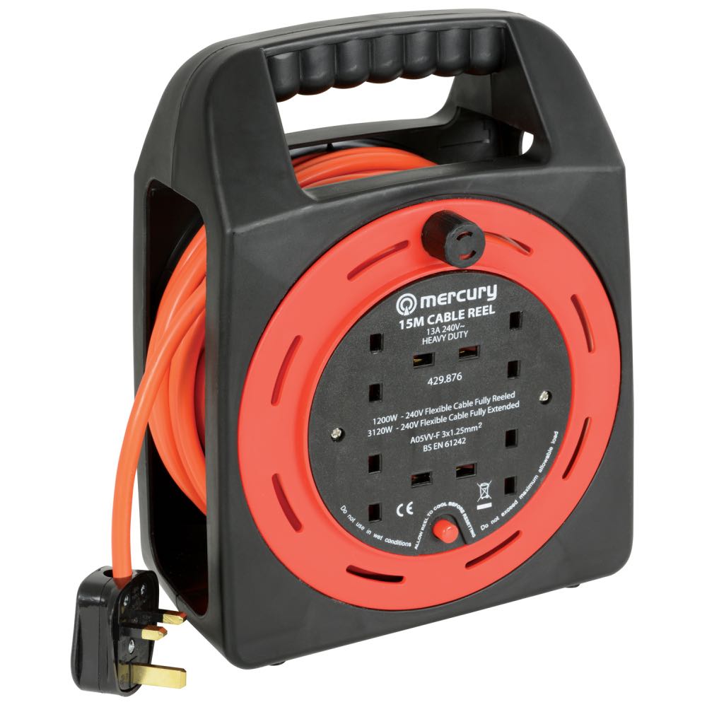 10m 4-Gang Enclosed Extension Reel with Thermal Cut-Out