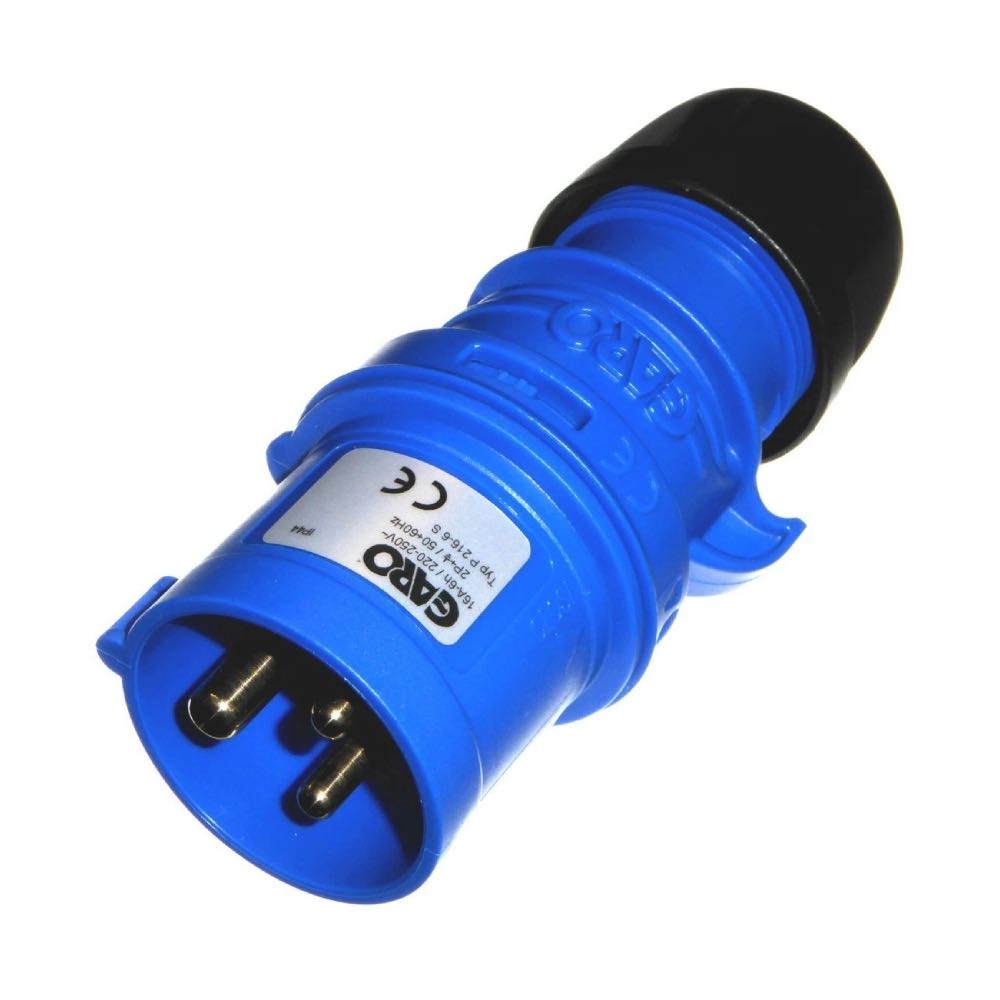 16A Plug to Angled 16A Socket 240V Caravan Hook-Up Power Cable – Various Lengths